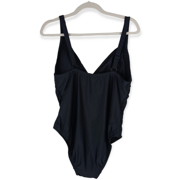 Venus SZ 20 Runs Very Small (12/14) Ruched One Piece Bathing Suit In Black NEW - Picture 4 of 7